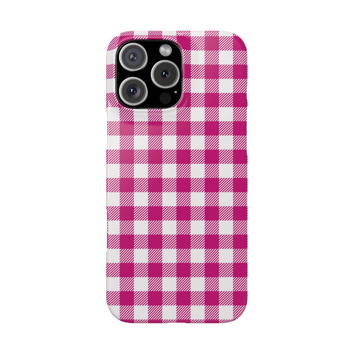 Slim Pink Gingham Gift for Her Cute Phone Cases for Iphone 16 Pro Max | iPhone 15 Case | iPhone 15 Pro Max Case, Iphone 14, 13, 12, 11, 10, 8, 7 - Studio40ParkLane