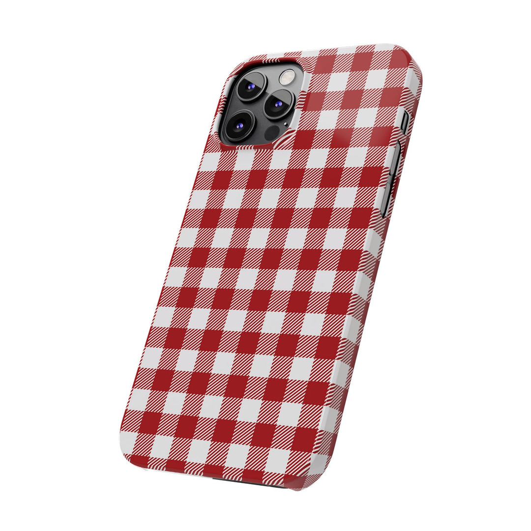 Slim Red Gingham Gift for Her Cute Phone Cases for Iphone 16 Pro Max | iPhone 15 Case | iPhone 15 Pro Max Case, Iphone 14, 13, 12, 11, 10, 8, 7 - Studio40ParkLane