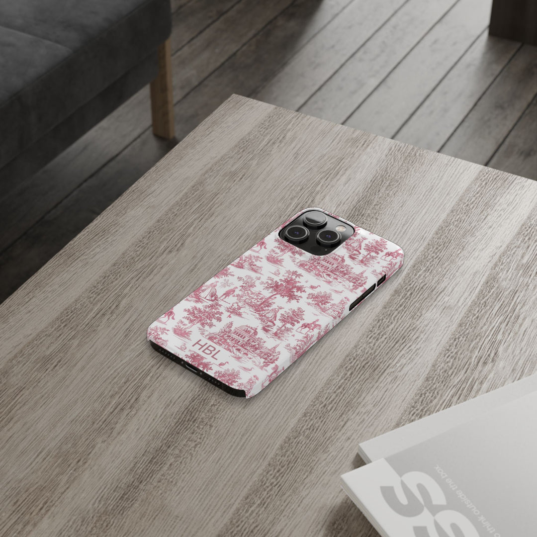 Slim Personalized Slim Pink Vintage French Toile Cute Phone Cases for Iphone 16 Pro Max | iPhone 15 Case | iPhone 15 Pro Max Case, Iphone 14, Iphone 14 Pro Max, Iphone 13 12 11 8 7 - Studio40ParkLane