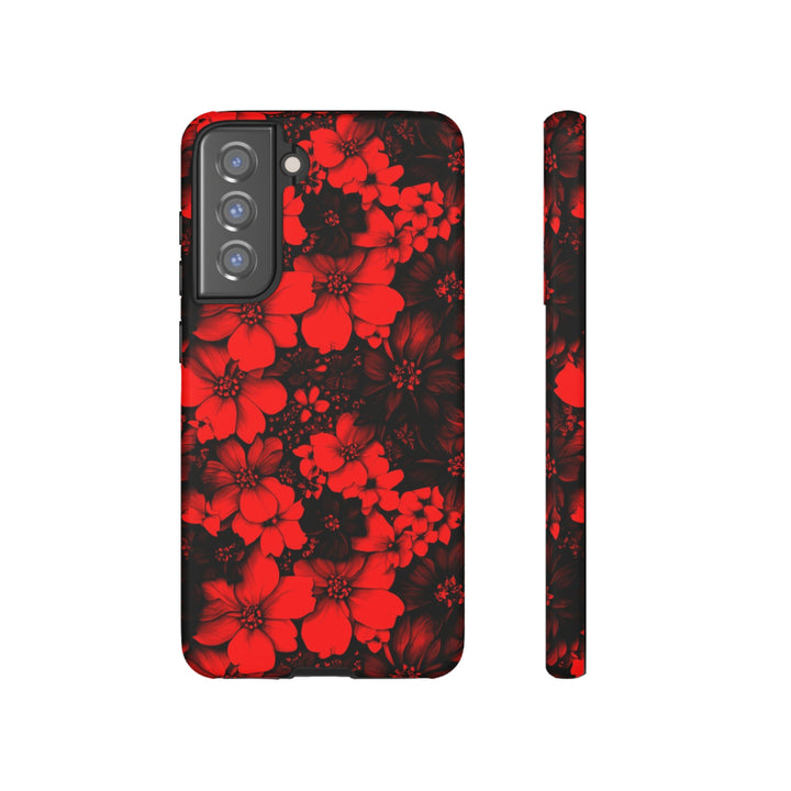 Cute Samsung Phone Case | Aesthetic Samsung Phone Case | Galaxy S23, S22, S21, S20 | Red Black Flowers, Protective Phone Case - Studio40ParkLane