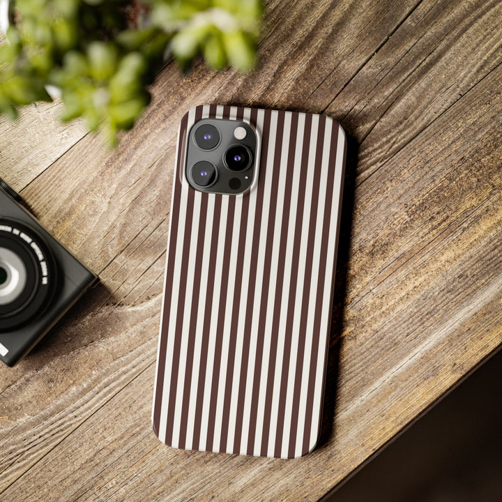 Slim Carriage Brown Striped Cute Phone Case for Iphone 16 - | iPhone 15 Pro Max Case | iPhone 14 Case Iphone 13 12 11 10 9 8 7 Gift for Her - Studio40ParkLane