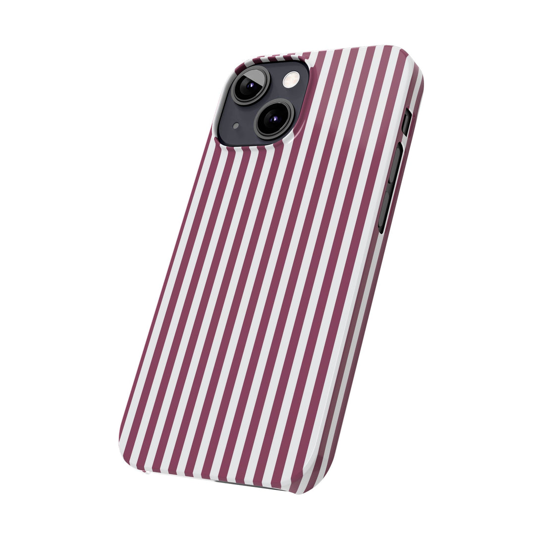 Slim Claret Red Striped Cute Phone Case for Iphone 16 - | iPhone 15 Pro Max Case | iPhone 14 Case Iphone 13 12 11 10 9 8 7 XS X Gift for Her - Studio40ParkLane