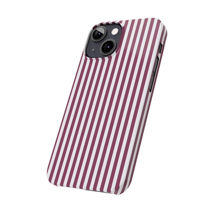 Slim Claret Red Striped Cute Phone Case for Iphone 16 - | iPhone 15 Pro Max Case | iPhone 14 Case Iphone 13 12 11 10 9 8 7 XS X Gift for Her - Studio40ParkLane