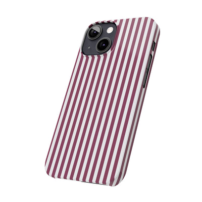 Slim Claret Red Striped Cute Phone Case for Iphone 16 - | iPhone 15 Pro Max Case | iPhone 14 Case Iphone 13 12 11 10 9 8 7 XS X Gift for Her - Studio40ParkLane
