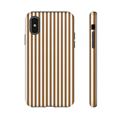 Tough Premium Mocca Brown Stripes Phone Case Gift for Her - For Apple iPhone 16 Pro Max 16e iPhone 15 Pro iPhone Iphone 14 Plus 13 Pro 12 SE XR - Studio40ParkLane