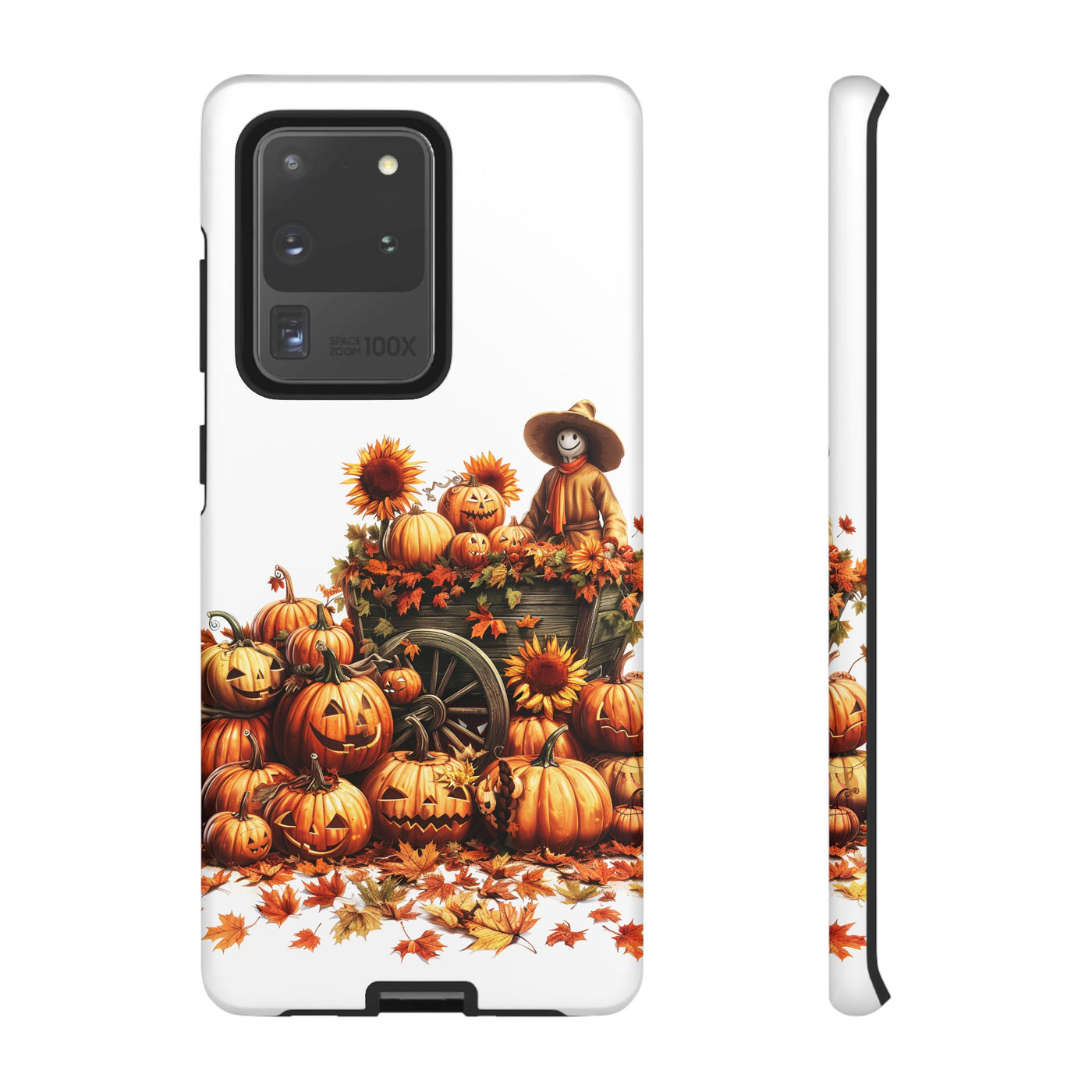 Impact Resistant, Fall Leaves Scarecrow, Cute Phone Cases for Samsung S24, S23, S22, S21, IPhone 15 pro Iphone 14 pro Iphone 13 IPhone 12 Iphone 11