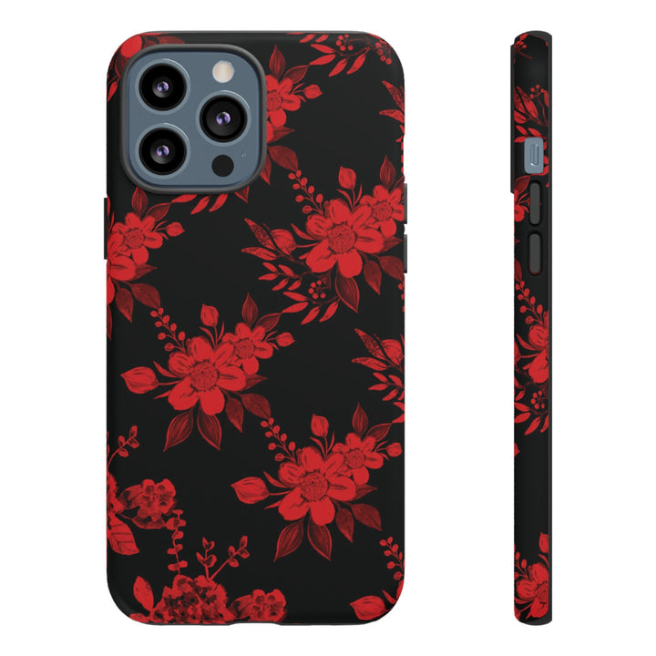 Cute IPhone Case | Red Black Flowers, iPhone 15 Case | iPhone 15 Pro Case, Iphone 14 Case, Iphone 14 Pro Max Case, Protective Iphone Case - Studio40ParkLane
