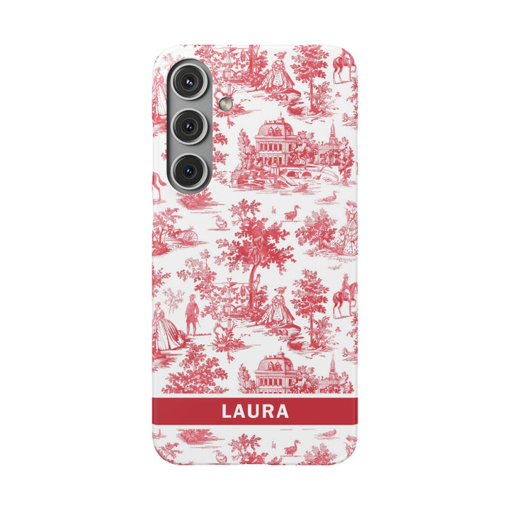 Snap French Toile Personalized Initial Custom Gift for Her Cute Phone Cases for Samsung S24, S23, S22, S21, S20, Plus and Ultra and Iphone, 16, 15, 14, 13, 12, 11. 10 - Studio40ParkLane