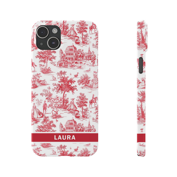 Slim French Toile Personalized Initial Custom Gift for Her Cute Phone Cases for Iphone 16 Pro Max | iPhone 15 Case | iPhone 15 Pro Max Case, Iphone 14, 13, 12, 11, 10, 8, 7 - Studio40ParkLane