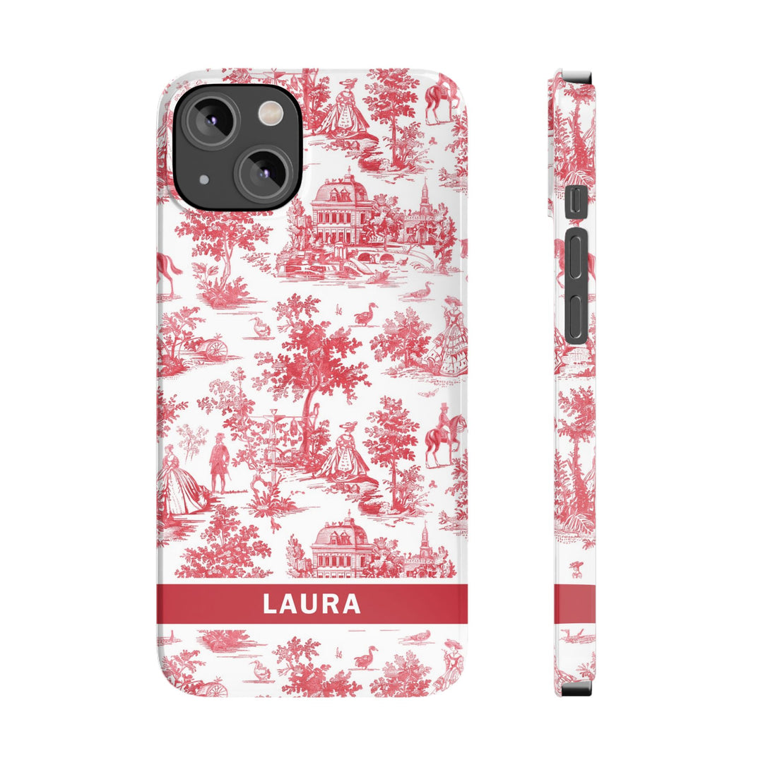 Slim French Toile Personalized Initial Custom Gift for Her Cute Phone Cases for Iphone 16 Pro Max | iPhone 15 Case | iPhone 15 Pro Max Case, Iphone 14, 13, 12, 11, 10, 8, 7 - Studio40ParkLane