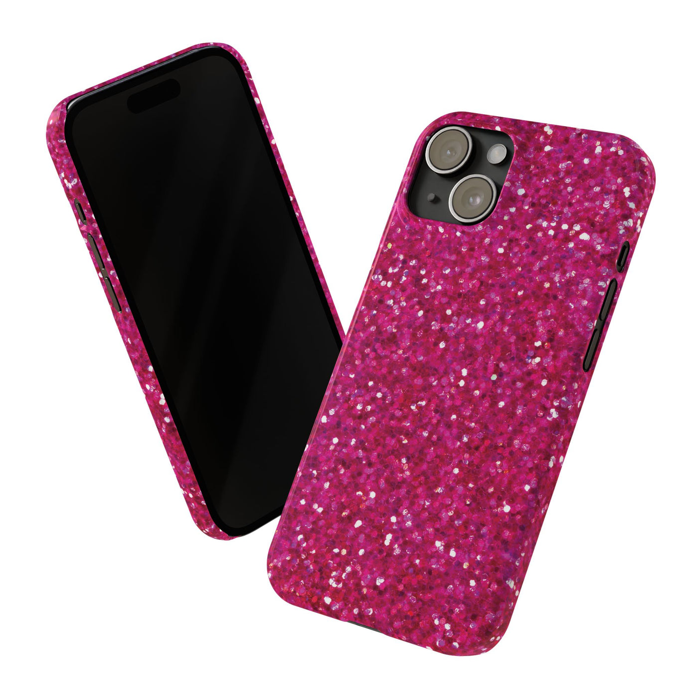 Slim Muted Pink Faux Play on Glitter Effect Cute Phone Cases for Iphone 16 Pro Max | iPhone 15 Case | iPhone 15 Pro Max Case, Iphone 14, Iphone 14 Pro Max, Iphone 13 12 11 8 7