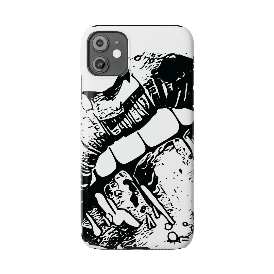 Slim Cute Phone Cases for Iphone - | iPhone 15 Case | iPhone 15 Pro Max Case, Iphone 14 Case, Iphone 14 Pro Max, Iphone 13, Smile Lips Black and White - Studio40ParkLane