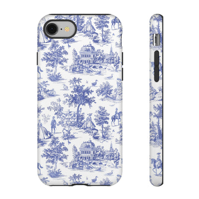 Premium Tough Blue French Toile Gift for Her Cute Phone Cases for Samsung and Iphone, 16, 15, 14, S24, S23, S22, S21, S20, Plus, Ultra, Pro