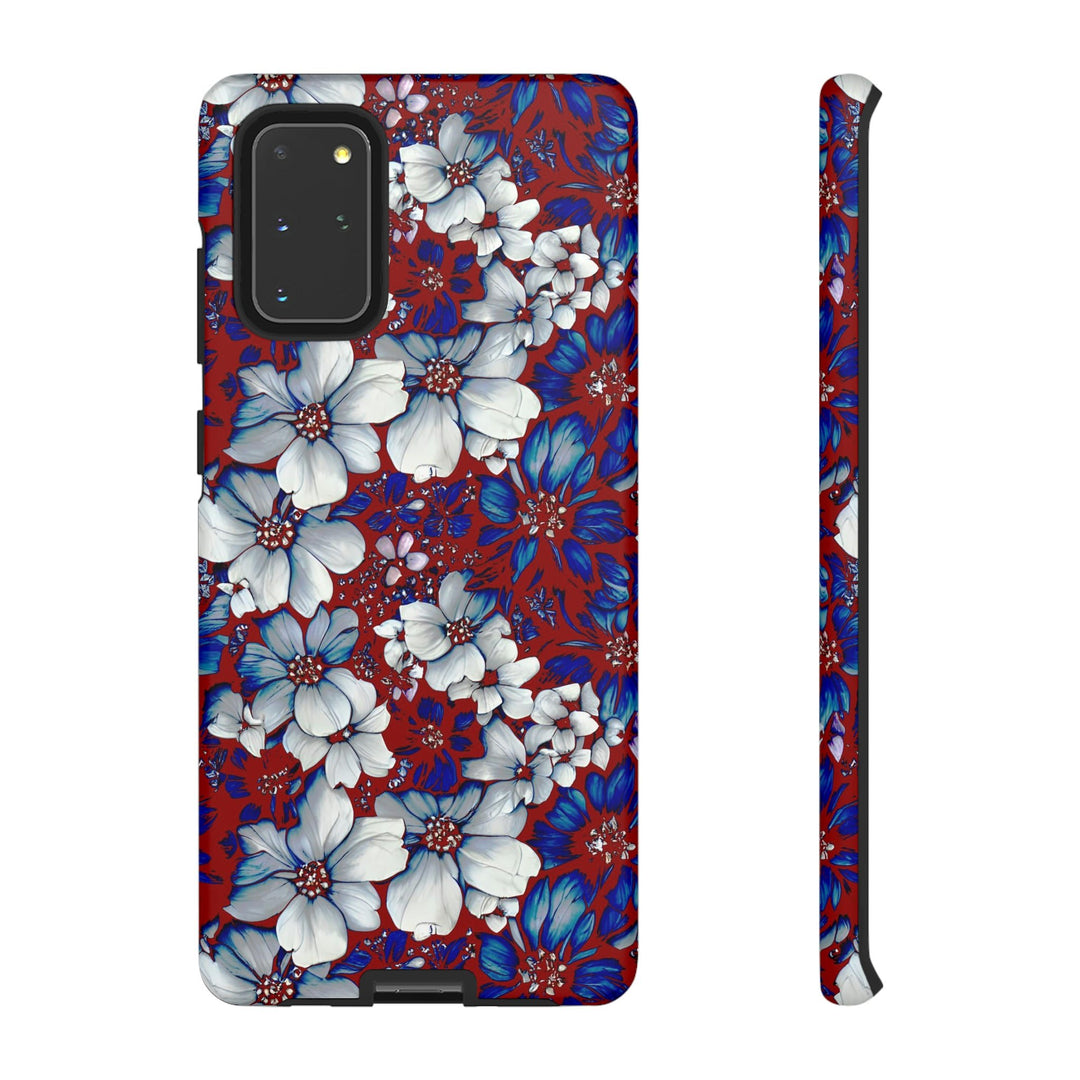 Cute Samsung Phone Case | Aesthetic Samsung Phone Case | Galaxy S23, S22, S21, S20 | Red Blue Flowers, Protective Phone Case - Studio40ParkLane