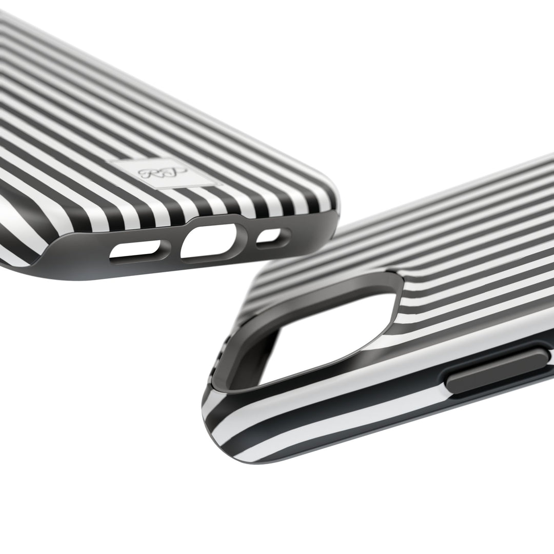 Custom Personalized Black White Striped Magsafe Phone Case for Iphone 17 - | iPhone 16 Pro Max Case | iPhone 15 Case Iphone 14 13 12 11 10 - Studio40ParkLane