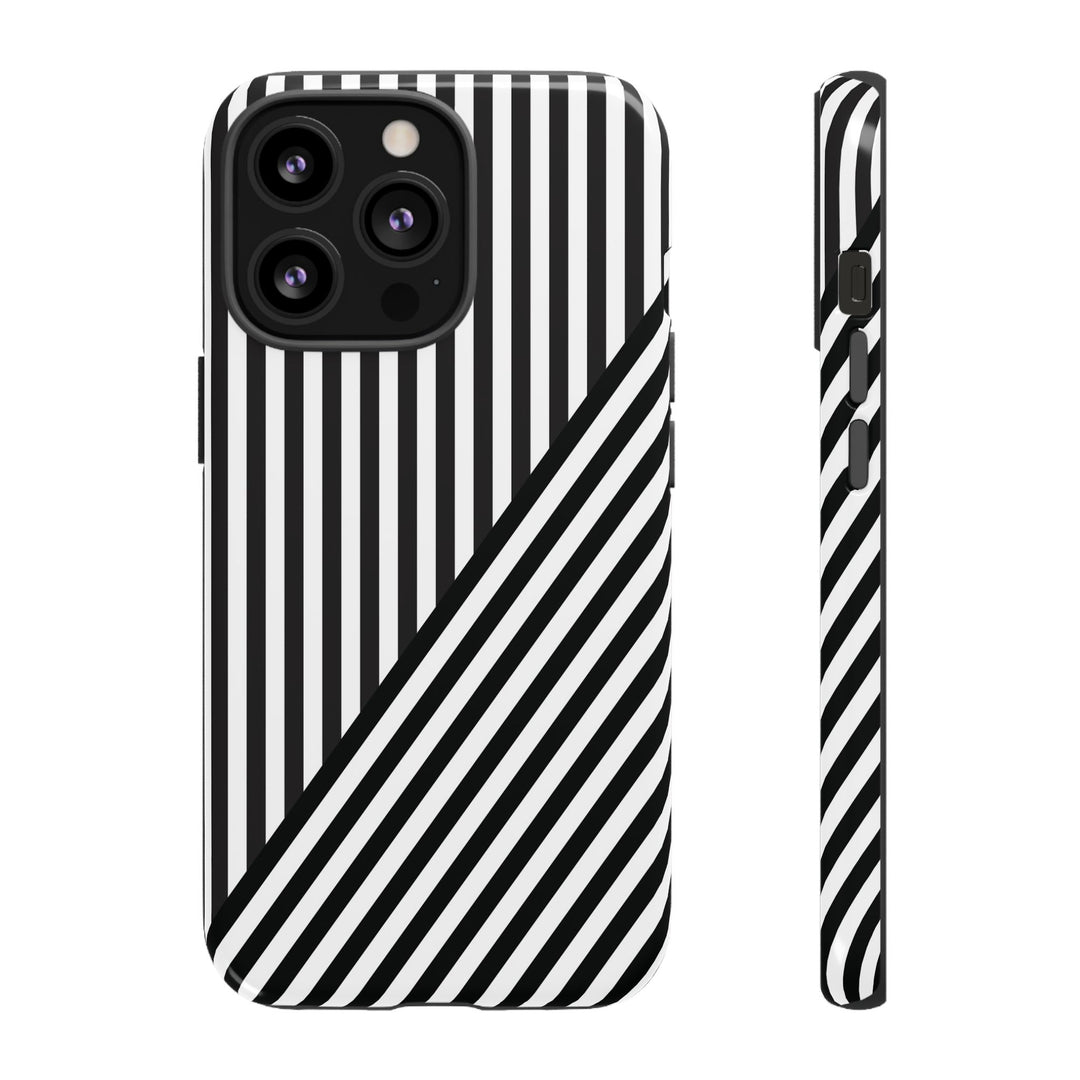 Aesthetic Tough Black White Stripes Phone Case - For iPhone 17 Pro Max iPhone 16 Pro iPhone 15 Iphone 14 Plus 13 Pro 12 11 10 XR - Studio40ParkLane
