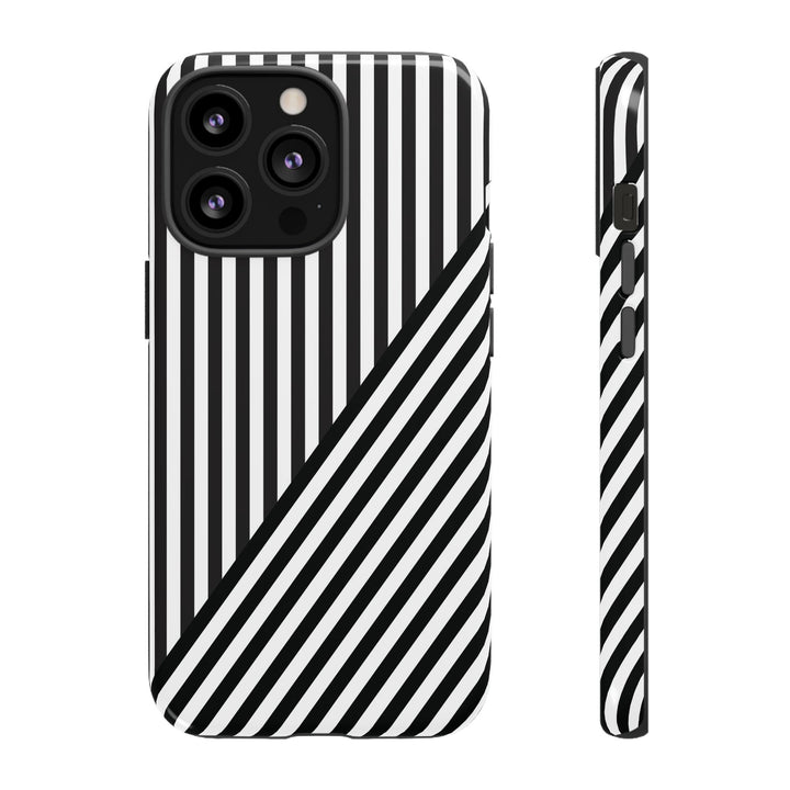 Aesthetic Tough Black White Stripes Phone Case - For iPhone 17 Pro Max iPhone 16 Pro iPhone 15 Iphone 14 Plus 13 Pro 12 11 10 XR - Studio40ParkLane
