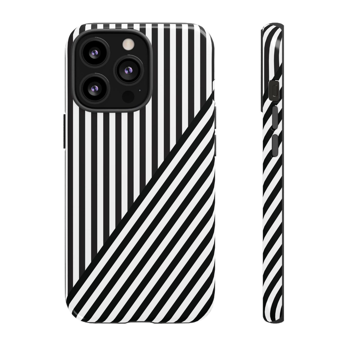 Aesthetic Tough Black White Stripes Phone Case - For iPhone 17 Pro Max iPhone 16 Pro iPhone 15 Iphone 14 Plus 13 Pro 12 11 10 XR - Studio40ParkLane