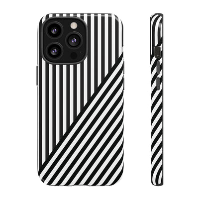 Aesthetic Tough Black White Stripes Phone Case - For iPhone 17 Pro Max iPhone 16 Pro iPhone 15 Iphone 14 Plus 13 Pro 12 11 10 XR - Studio40ParkLane