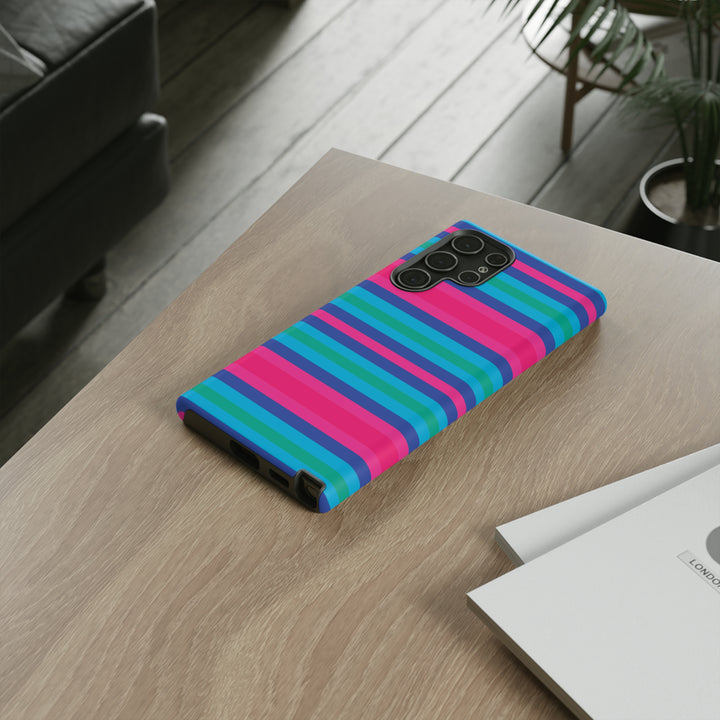 Cute Samsung Phone Case | Aesthetic Samsung Phone Case | Stripes Blue Pink | Galaxy S23, S22, S21, S20 | Luxury Double Layer | Cool - Studio40ParkLane