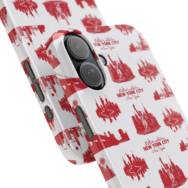 Slim New York Skyline Red Collage Coquette Gift for Her Cute Phone Cases for Iphone 16 Pro Max | iPhone 15 Case | iPhone 15 Pro Max Case, Iphone 14, Iphone 14 Pro Max, Iphone 13 12 11 8 7 - Studio40ParkLane