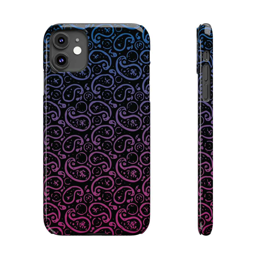 Slim Cute Phone Cases for Iphone - | iPhone 15 Case | iPhone 15 Pro Max Case, Iphone 14 Case, Iphone 14 Pro Max, Iphone 13, Paisley Blue Pink Black - Studio40ParkLane