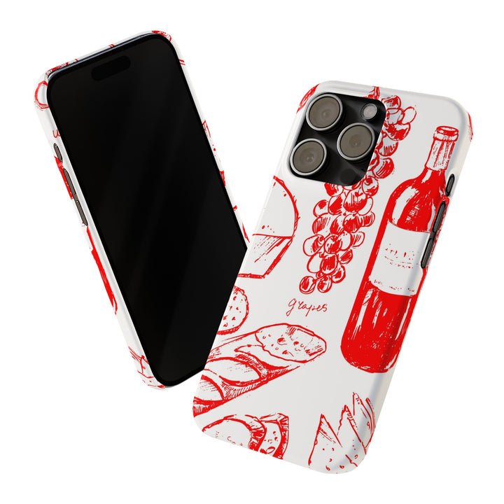 Slim Cute Phone Cases for Iphone | iPhone 15 Case | iPhone 15 Pro Max Case, Iphone 14, Iphone 14 Pro Max, Iphone 13, French Food Wine Red - Studio40ParkLane