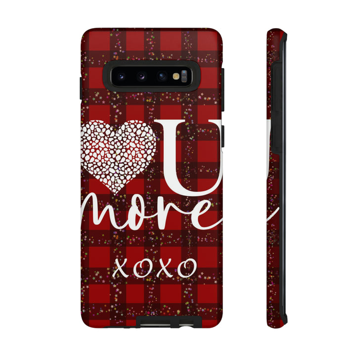 Cute Samsung Phone Cases, Designer Samsung Galaxy S23 Phone Case, Samsung S22 Case, Samsung S21 Case, Samsung S20 Case, Red Plaid Love You - Studio40ParkLane