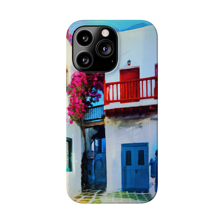 Slim Cute Phone Cases for Iphone | iPhone 15 Case | iPhone 15 Pro Max Case, Iphone 14, Iphone 14 Pro Max, Iphone 13, Colorful Greek Alley Watercolor - Studio40ParkLane