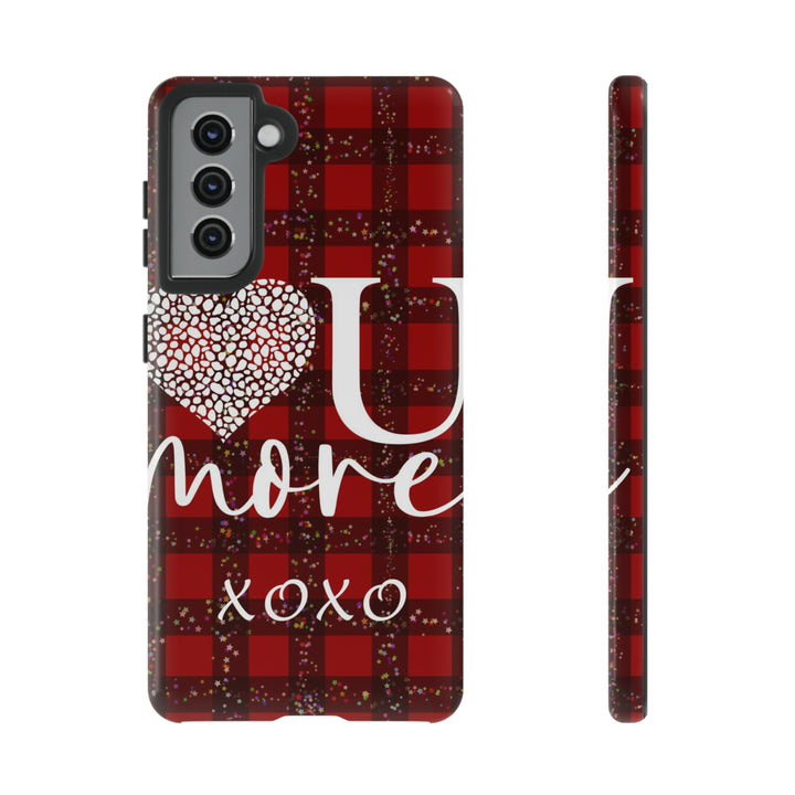Cute Samsung Phone Cases, Designer Samsung Galaxy S23 Phone Case, Samsung S22 Case, Samsung S21 Case, Samsung S20 Case, Red Plaid Love You - Studio40ParkLane
