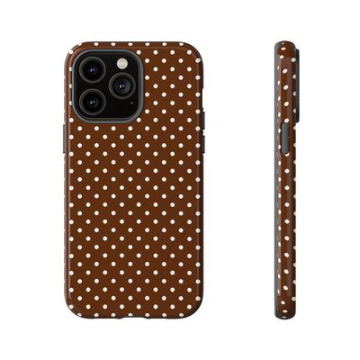 Aesthetic Tough Mocha Brown Polka Dots Premium Phone Case - For iPhone 17 Pro Max iPhone 16 Pro iPhone 15 Iphone 14 Plus 13 Pro 12 11 10 - Studio40ParkLane