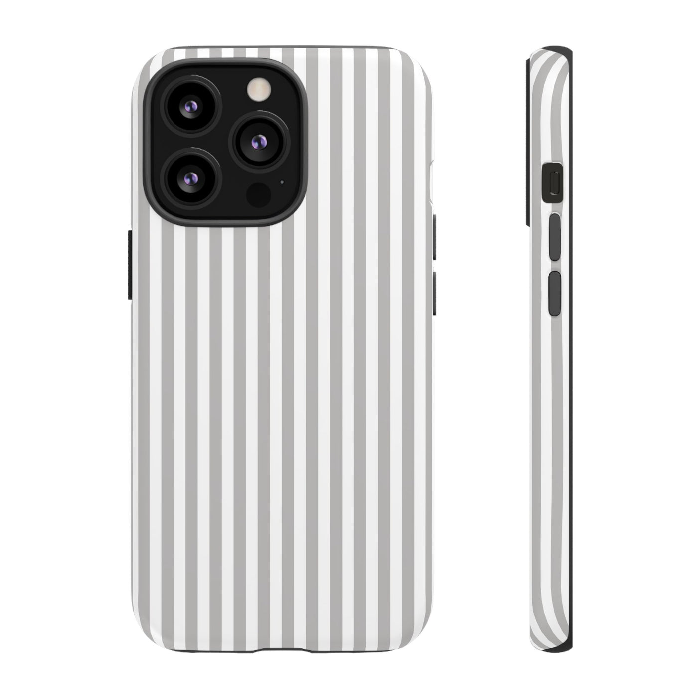 Tough Premium Ash Grey Stripes Phone Case Gift for Her - For Apple iPhone 16 Pro Max 16e iPhone 15 Pro iPhone Iphone 14 Plus 13 Pro 12 SE XR - Studio40ParkLane