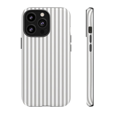 Tough Premium Ash Grey Stripes Phone Case Gift for Her - For Apple iPhone 16 Pro Max 16e iPhone 15 Pro iPhone Iphone 14 Plus 13 Pro 12 SE XR - Studio40ParkLane