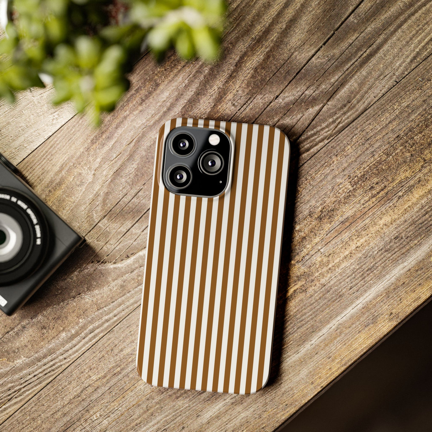 Slim Mocca Brown Striped Cute Phone Case for Iphone 16 - | iPhone 15 Pro Max Case | iPhone 14 Case Iphone 13 12 11 10 9 8 7 XS X Gift for Her - Studio40ParkLane