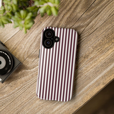 Tough Premium Burgundy Stripes Phone Case Gift for Her - For Apple iPhone 16 Pro Max 16e iPhone 15 Pro iPhone Iphone 14 Plus 13 Pro 12 SE XR - Studio40ParkLane