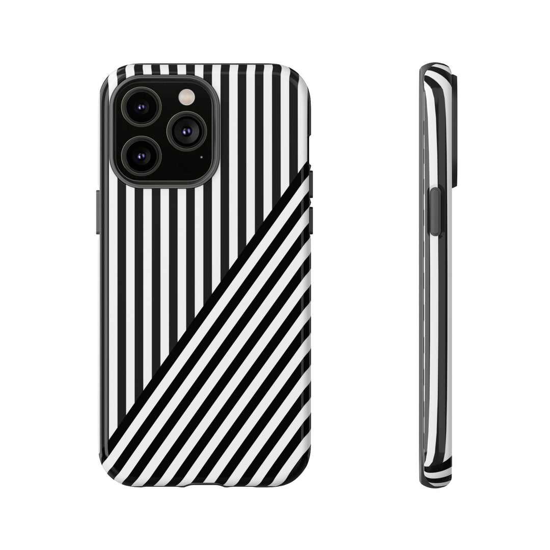 Aesthetic Tough Black White Stripes Phone Case - For iPhone 17 Pro Max iPhone 16 Pro iPhone 15 Iphone 14 Plus 13 Pro 12 11 10 XR - Studio40ParkLane