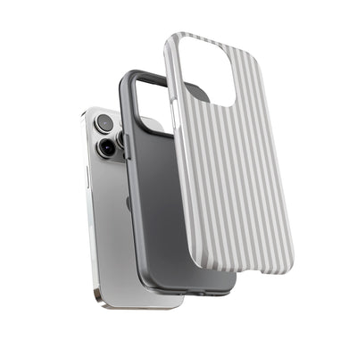 Tough Premium Ash Grey Stripes Phone Case Gift for Her - For Apple iPhone 16 Pro Max 16e iPhone 15 Pro iPhone Iphone 14 Plus 13 Pro 12 SE XR - Studio40ParkLane