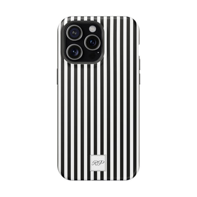 Custom Personalized Black White Striped Magsafe Phone Case for Iphone 17 - | iPhone 16 Pro Max Case | iPhone 15 Case Iphone 14 13 12 11 10 - Studio40ParkLane