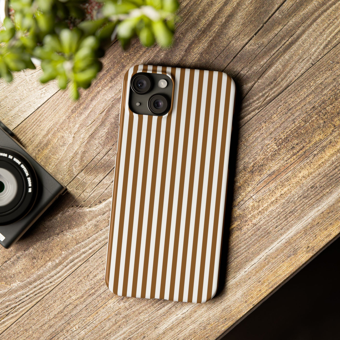 Slim Mocca Brown Striped Cute Phone Case for Iphone 16 - | iPhone 15 Pro Max Case | iPhone 14 Case Iphone 13 12 11 10 9 8 7 XS X Gift for Her - Studio40ParkLane