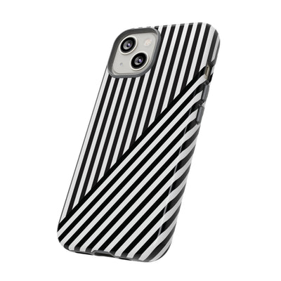 Aesthetic Tough Black White Stripes Phone Case - For iPhone 17 Pro Max iPhone 16 Pro iPhone 15 Iphone 14 Plus 13 Pro 12 11 10 XR - Studio40ParkLane