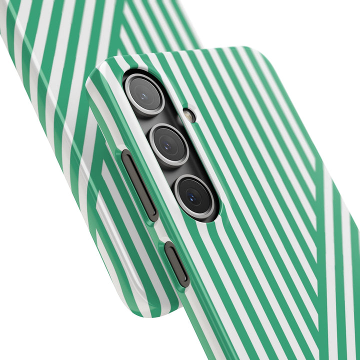 Aesthetic Emerald Stripes Cute Phone Case Sleek Snap - For iPhone 17 Pro Max iPhone 16 Pro iPhone 15 Iphone 14 Plus 13 Pro 12 11 10 Gift