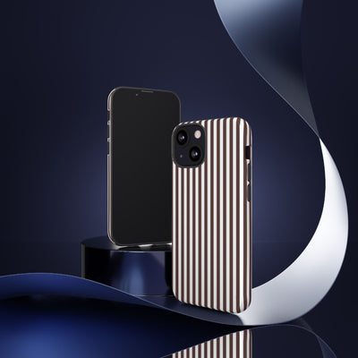 Tough Premium Brown Stripes Phone Case Gift for Her - For Apple iPhone 16 Pro Max 16e iPhone 15 Pro iPhone Iphone 14 Plus 13 Pro 12 SE XR - Studio40ParkLane
