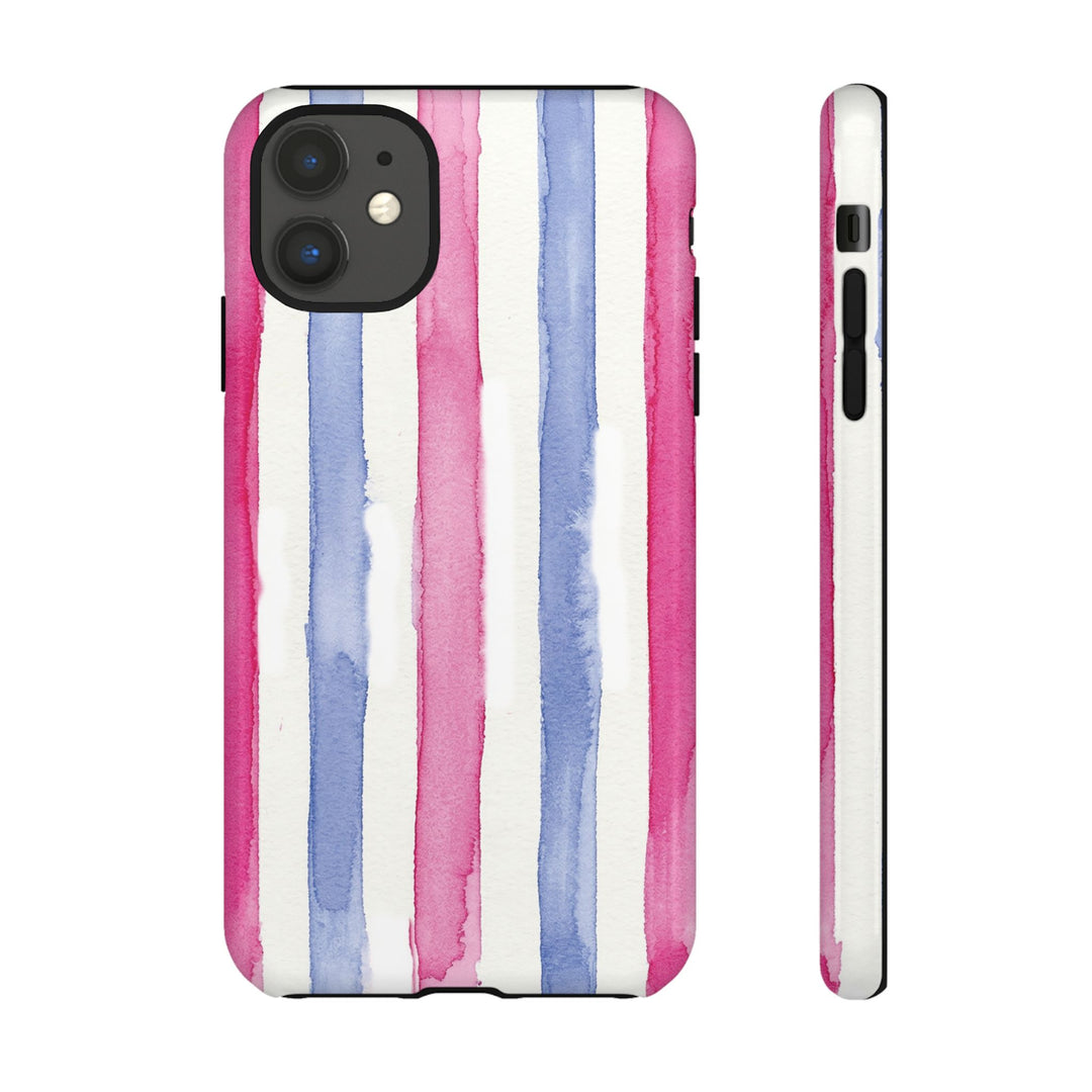 Tough Cute Pink Blue Stripes Phone Case, for IPhone 17 Pro Max | Iphone 17 Air, Iphone 16, IPhone 15, 14 13 12, Samsung Galaxy S26, S25, S24, S23 - Studio40ParkLane