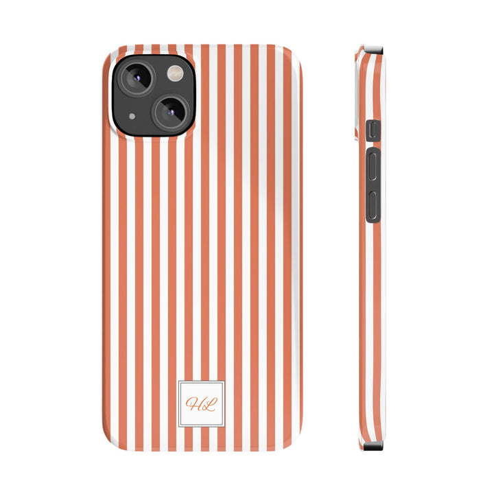 Slim Custom Personalized Winter Peach Striped Phone Case for Iphone 17 - | iPhone 16 Pro Max Case | iPhone 15 Case Iphone 14 13 12 11 10 9 8 - Studio40ParkLane