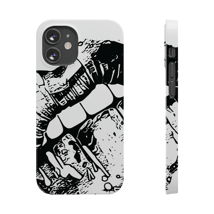 Slim Cute Phone Cases for Iphone - | iPhone 15 Case | iPhone 15 Pro Max Case, Iphone 14 Case, Iphone 14 Pro Max, Iphone 13, Smile Lips Black and White - Studio40ParkLane