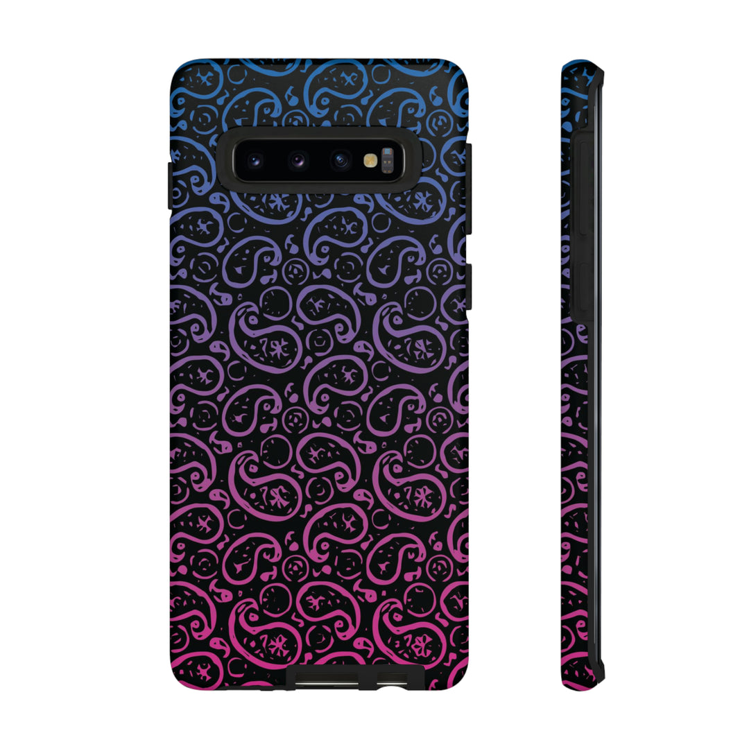Cool Phone Case | Aesthetic Phone Case | Paisley Blue Pink Black | For Samsung Galaxy S23, S22, S21, S20 | Luxury Double Layer | Cute - Studio40ParkLane