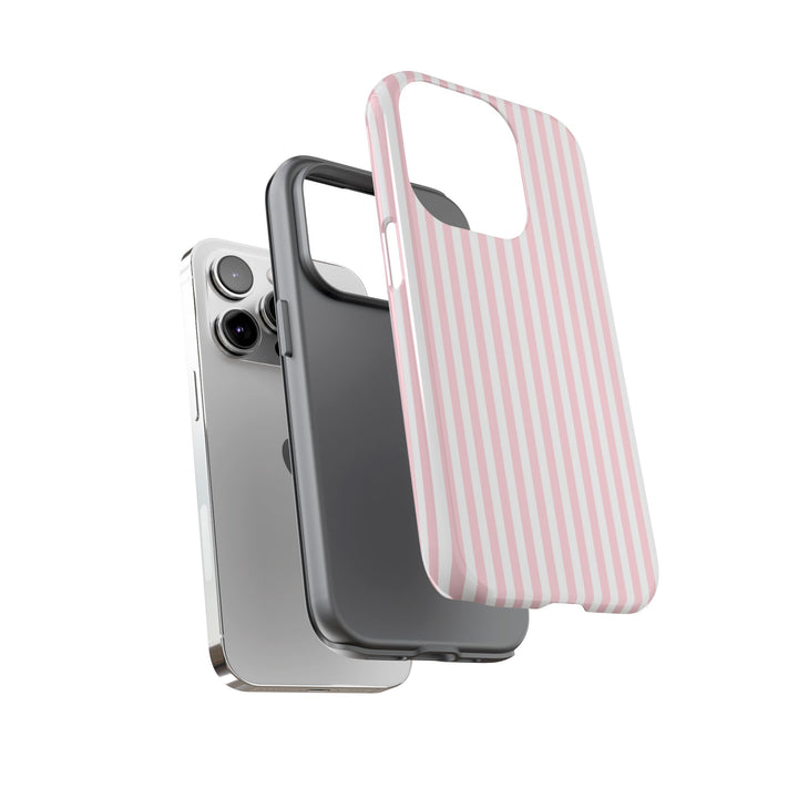 Tough Premium Sweet Pink Stripes Phone Case Gift for Her - For Apple iPhone 16 Pro Max 16e iPhone 15 Pro iPhone Iphone 14 Plus 13 Pro 12 SE XR - Studio40ParkLane