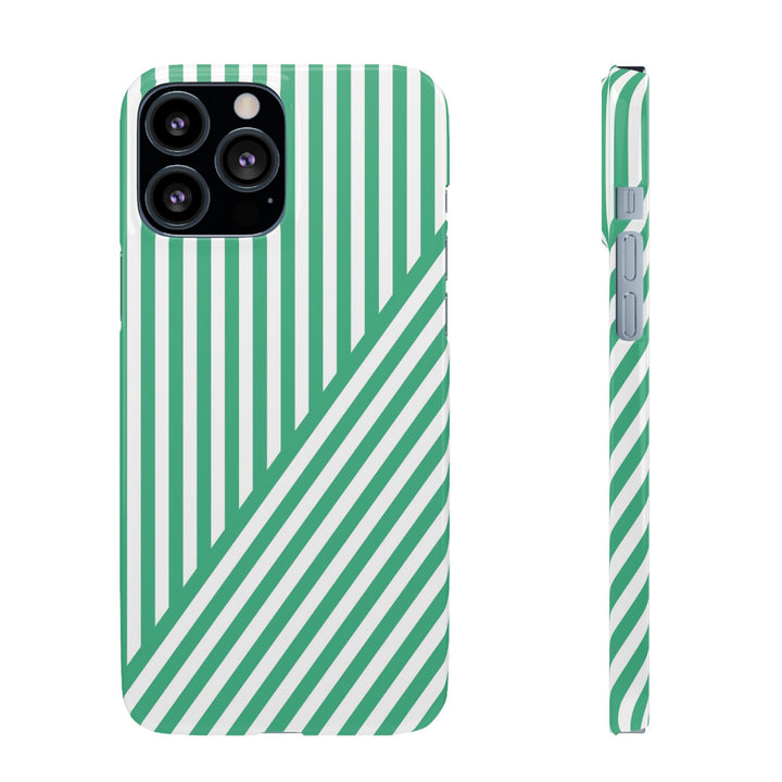 Aesthetic Emerald Stripes Cute Phone Case Sleek Snap - For iPhone 17 Pro Max iPhone 16 Pro iPhone 15 Iphone 14 Plus 13 Pro 12 11 10 Gift