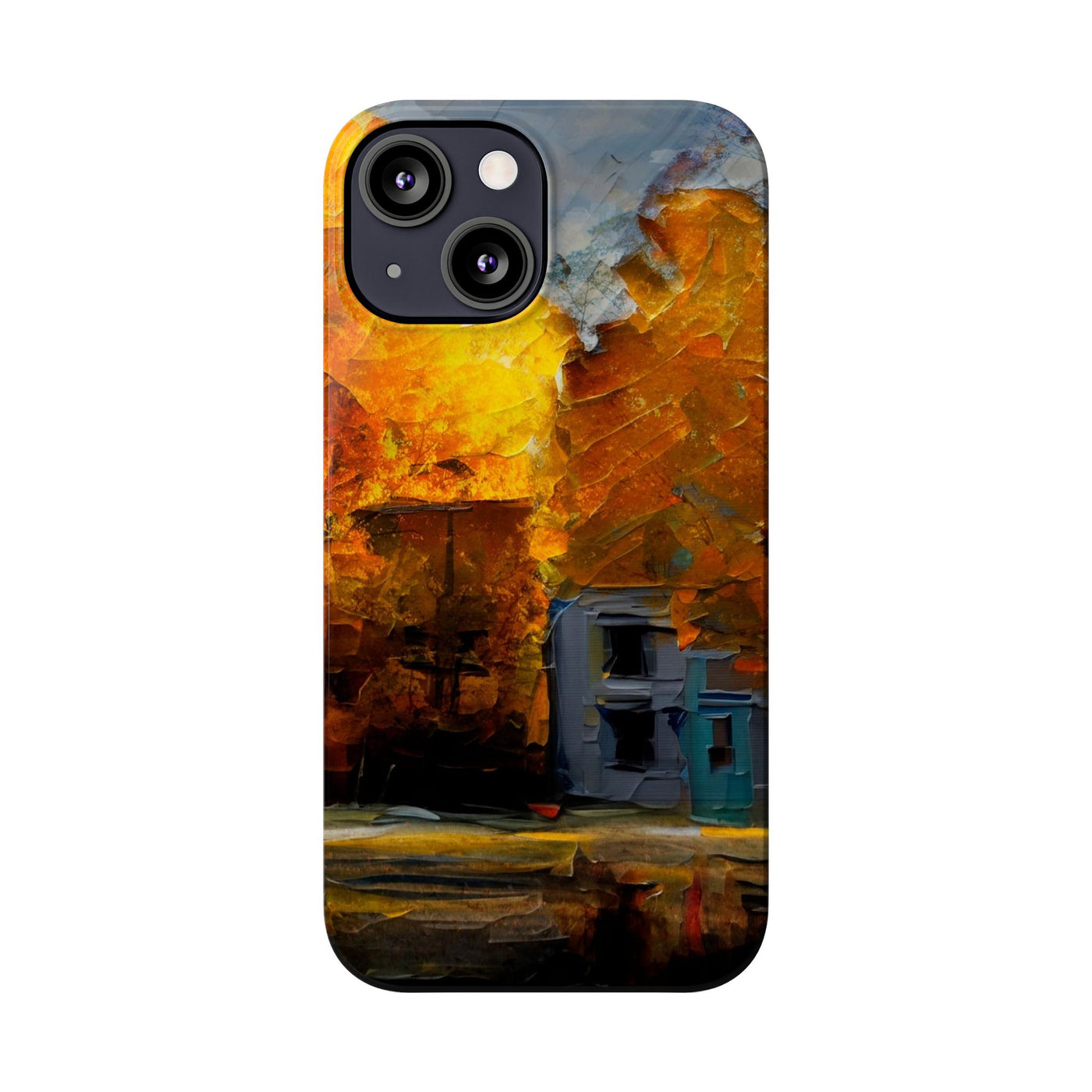 Slim Cute iPhone Cases - | iPhone 15 Case | iPhone 15 Pro Max Case, Iphone 14 Case, Iphone 14 Pro Max, Iphone 13, Fall Leaves Oil Paint Effect