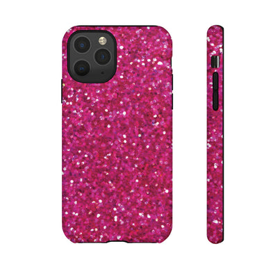 Chic Pink Faux Play on Glitter Effect Cute Phone Case, for IPhone 16 pro Max | Iphone 15, Iphone 14, IPhone 13 Case, 11 8 7, Samsung Galaxy S24, S23, S22, S21, 2 Layer Protection